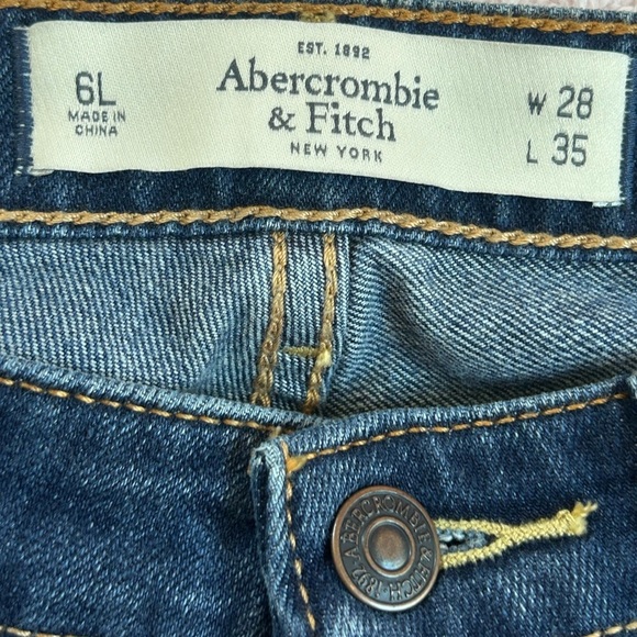 Abercrombie & Fitch skinny bootcut distressed dark denim jeans, 6 Long, 28/35 - Picture 4 of 9
